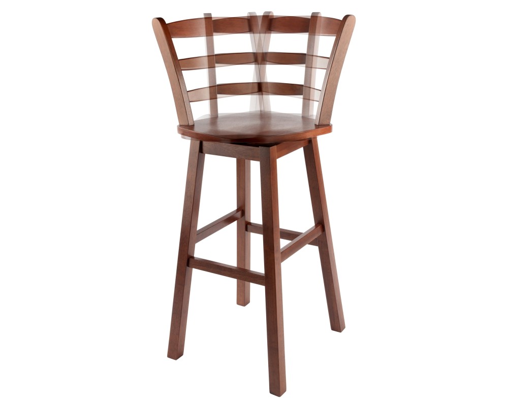 Scalera Ladder Back Swivel Seat Bar Stool, Walnut
