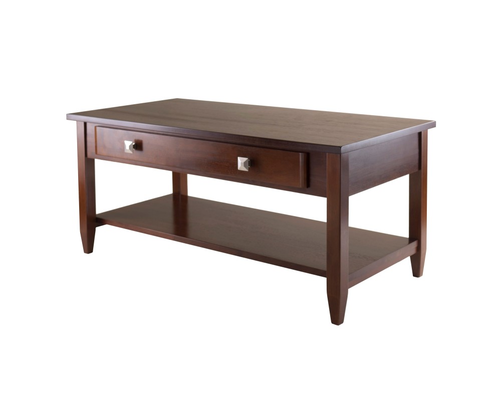 Richmond Coffee Table with Drawer, 40' Wide, 18' High, Walnut