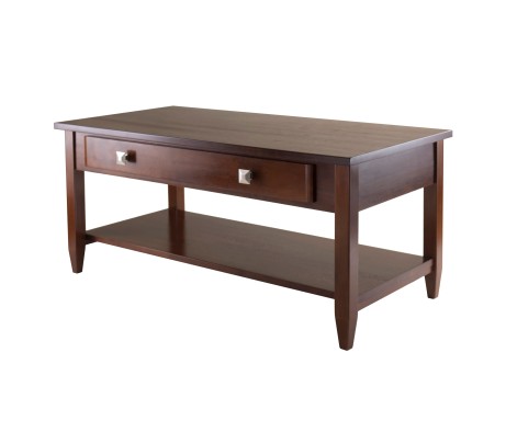 Richmond Coffee Table with Drawer, 40' Wide, 18' High, Walnut