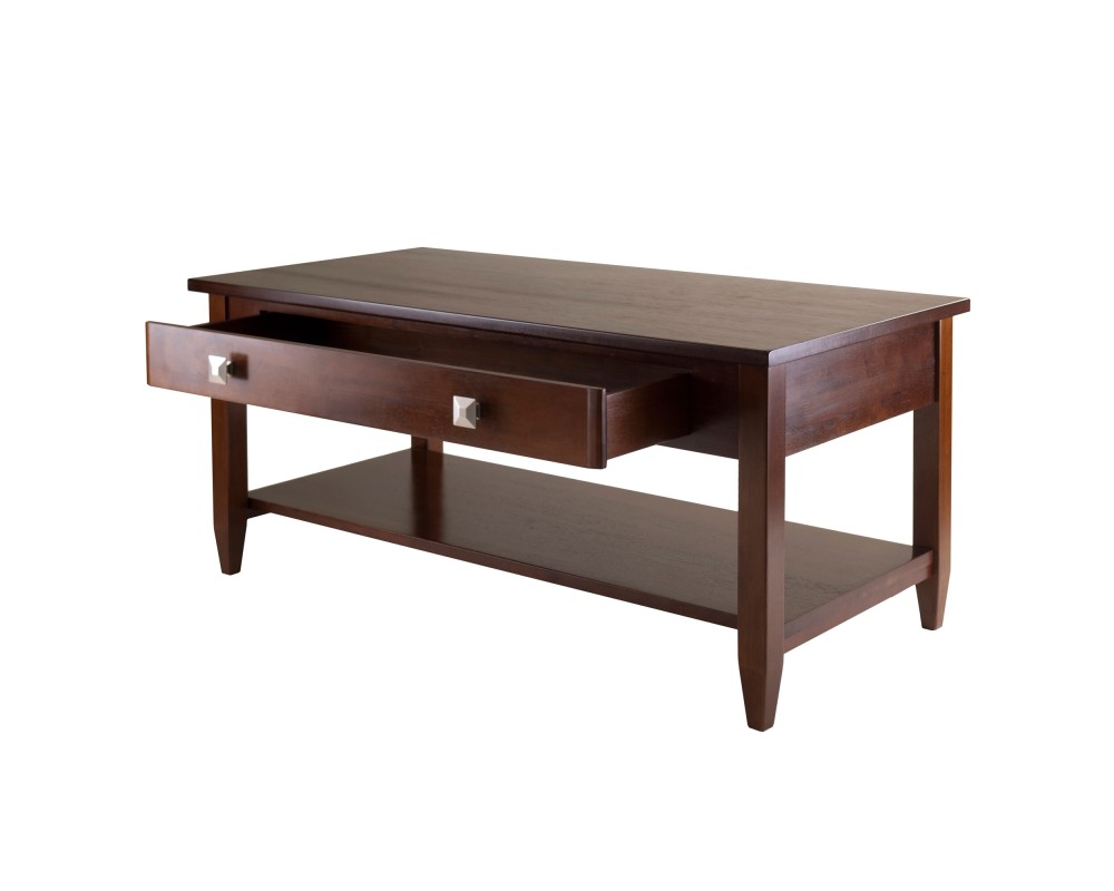 Richmond Coffee Table with Drawer, 40' Wide, 18' High, Walnut