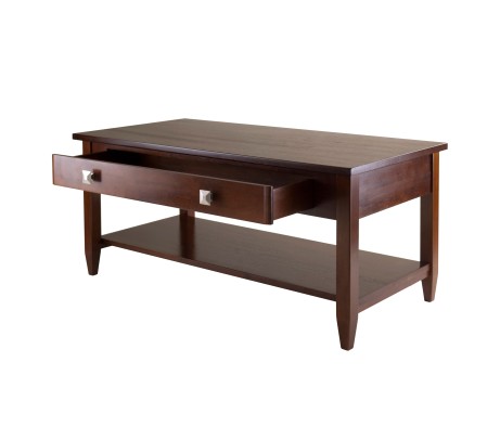 Richmond Coffee Table with Drawer, 40' Wide, 18' High, Walnut