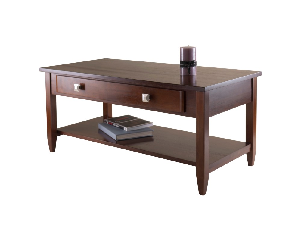 Richmond Coffee Table with Drawer, 40' Wide, 18' High, Walnut