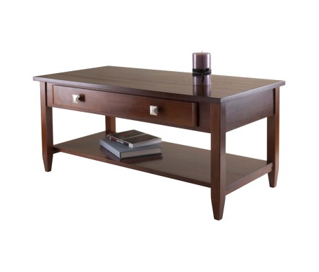 Richmond Coffee Table with Drawer, 40' Wide, 18' High, Walnut