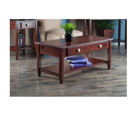 Richmond Coffee Table with Drawer, 40' Wide, 18' High, Walnut