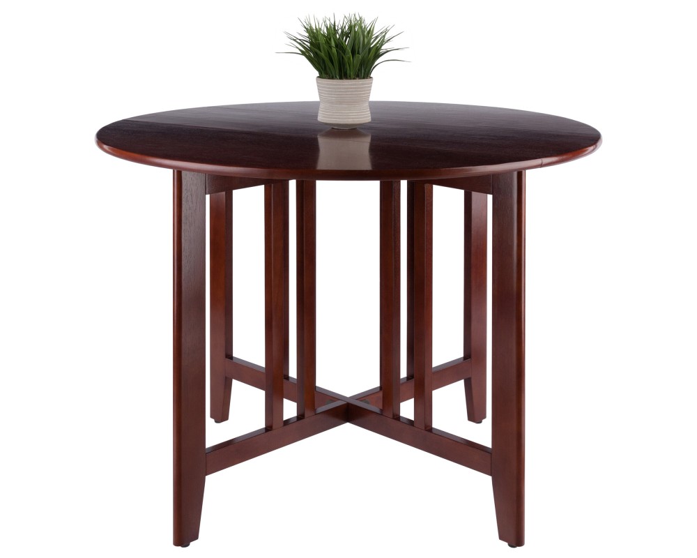 Alamo Foldable Round Dining Table, 42' Wide, 30' High, Walnut