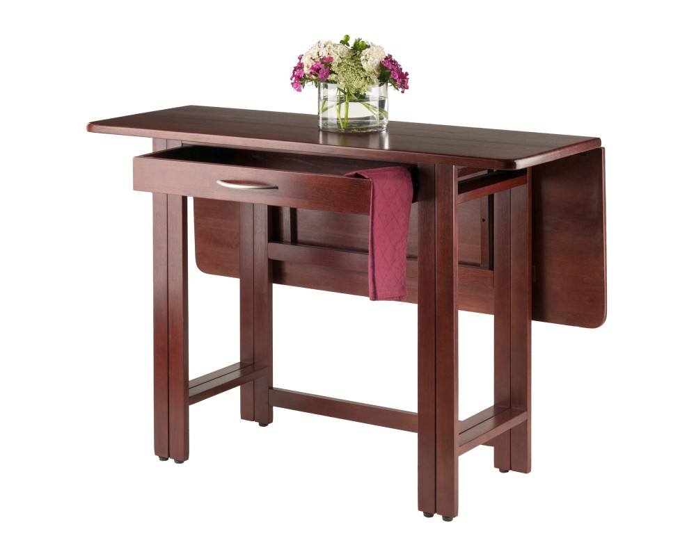 Taylor Drop Leaf Table with Wide Drawer, for Dining Room, 29', Walnut
