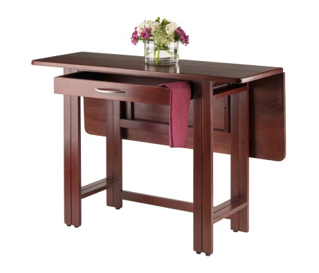 Taylor Drop Leaf Table with Wide Drawer, for Dining Room, 29', Walnut