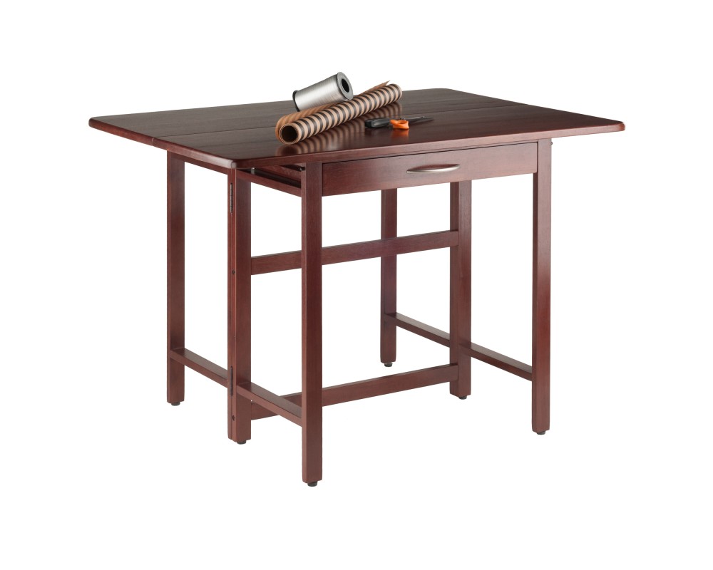 Taylor Drop Leaf Table with Wide Drawer, for Dining Room, 29', Walnut