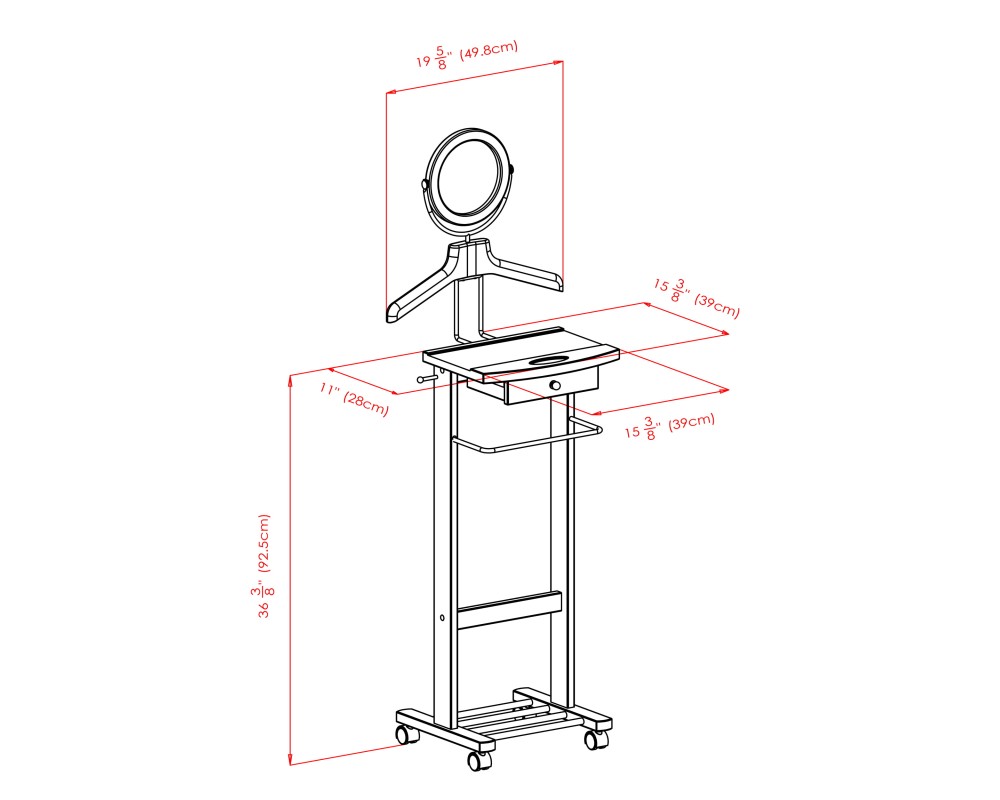 Vanity Mobile Valet Stand, 58' High, Walnut