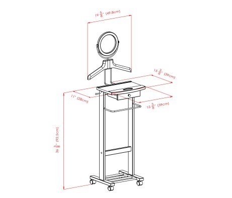 Vanity Mobile Valet Stand, 58' High, Walnut