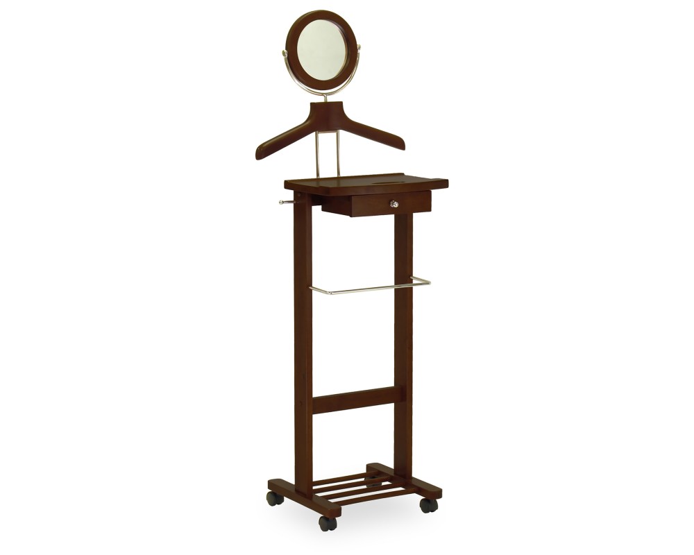 Vanity Mobile Valet Stand, 58' High, Walnut