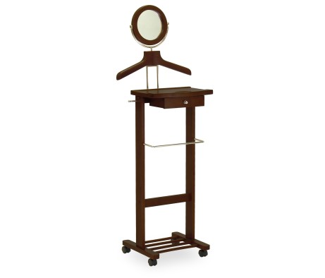 Vanity Mobile Valet Stand, 58' High, Walnut