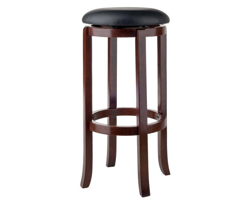 Walcott Cushion Swivel Seat Bar Stool, Walnut and Black