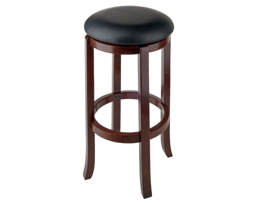 Walcott Cushion Swivel Seat Bar Stool, Walnut and Black