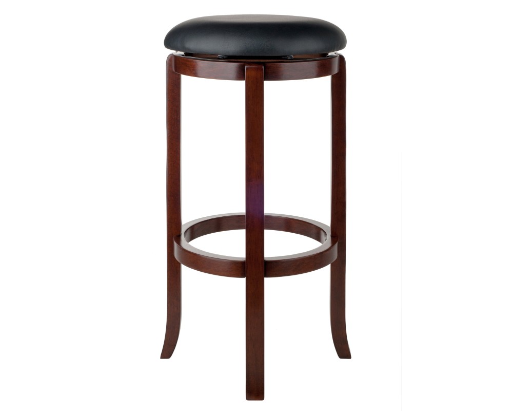 Walcott Cushion Swivel Seat Bar Stool, Walnut and Black
