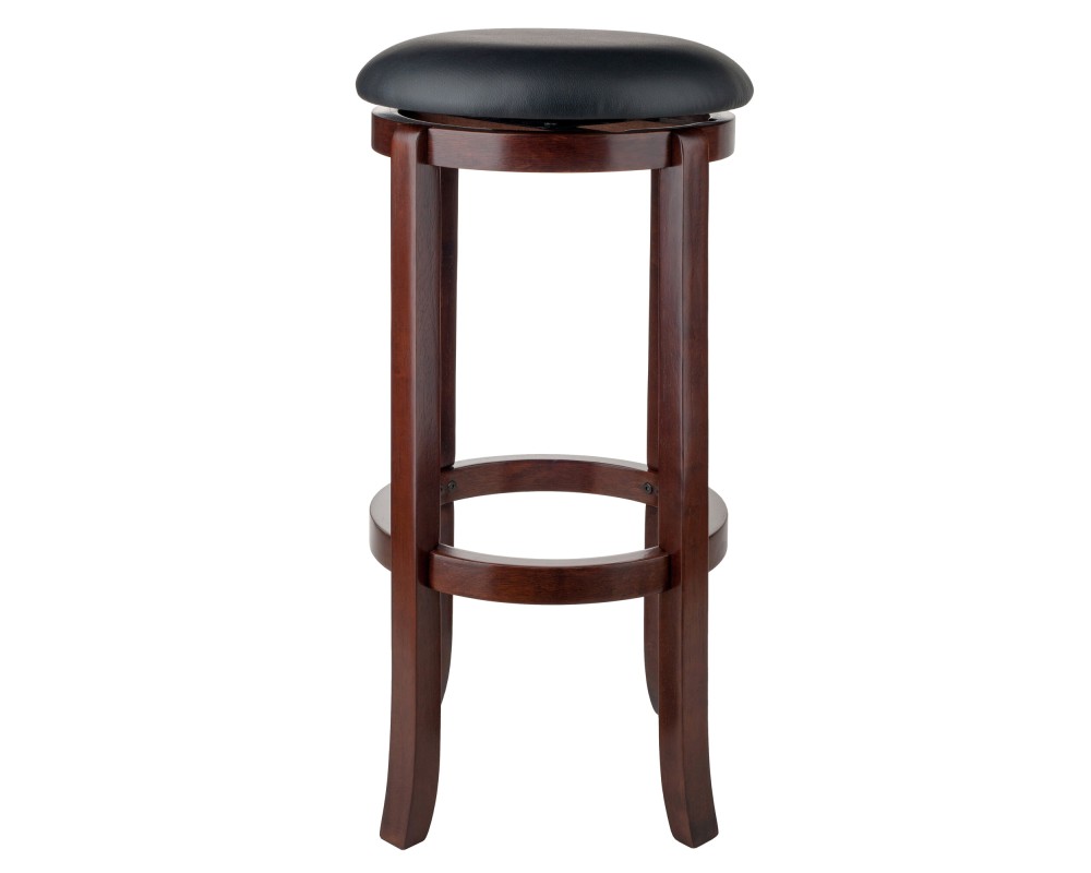 Walcott Cushion Swivel Seat Bar Stool, Walnut and Black