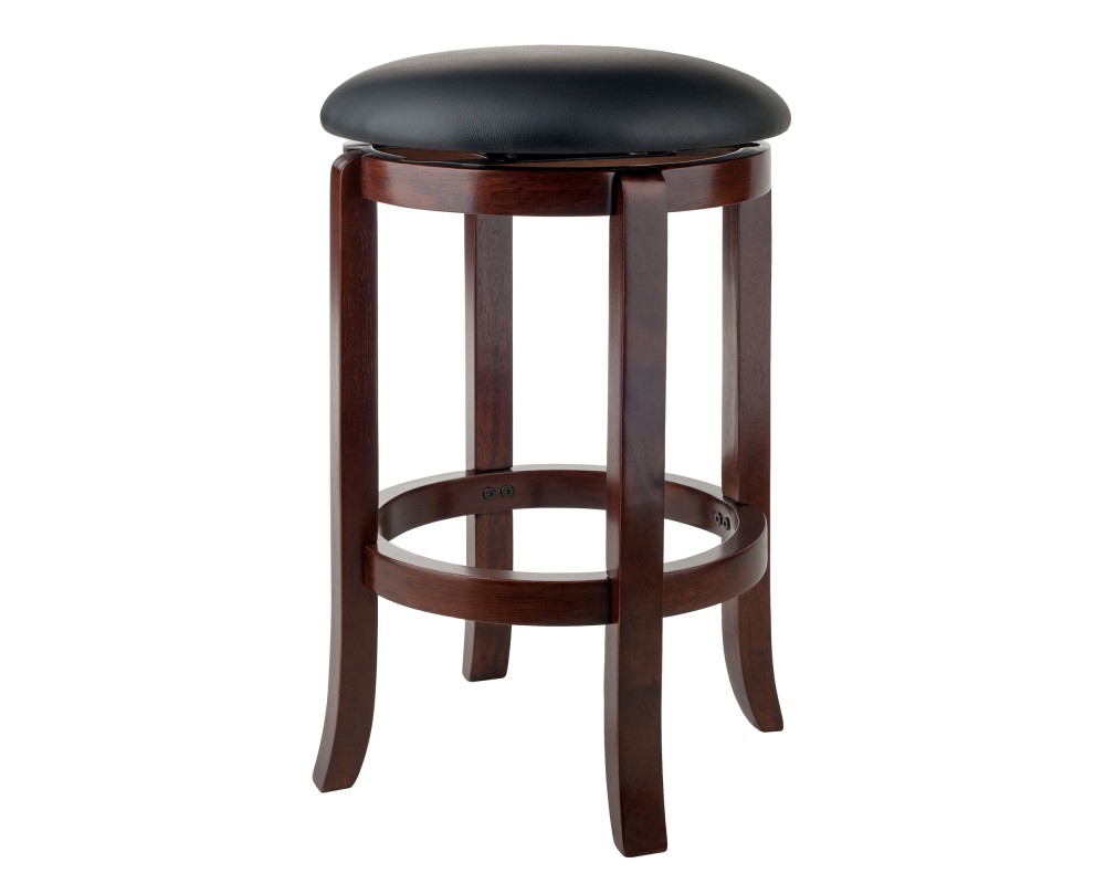 Walcott Cushion Swivel Seat Counter Stool, Walnut and Black