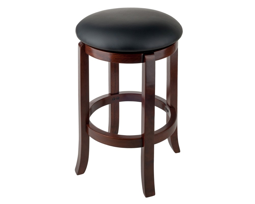 Walcott Cushion Swivel Seat Counter Stool, Walnut and Black