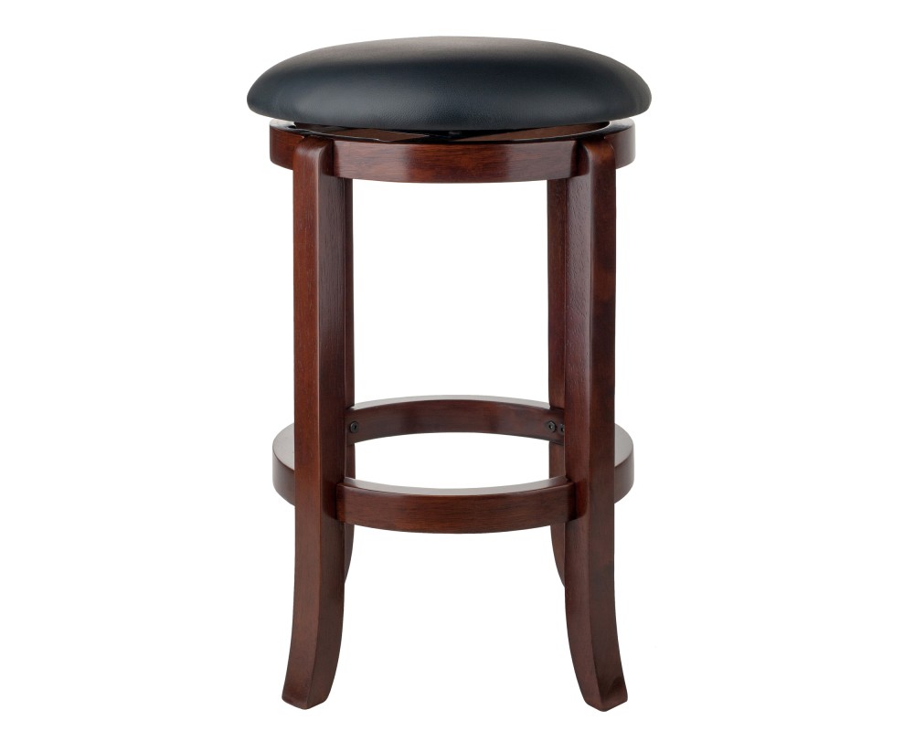 Walcott Cushion Swivel Seat Counter Stool, Walnut and Black