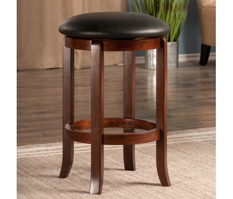Walcott Cushion Swivel Seat Counter Stool, Walnut and Black