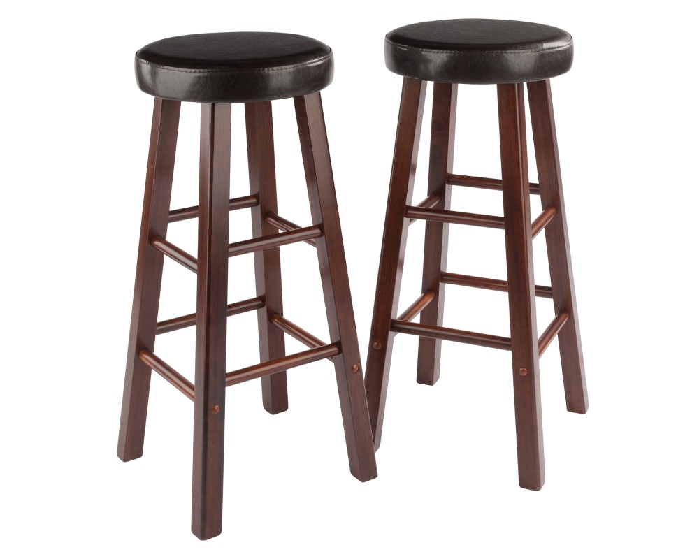 Maria 2-Pc Cushion-Seat Bar Stool Set, 31' High, Espresso and Walnut