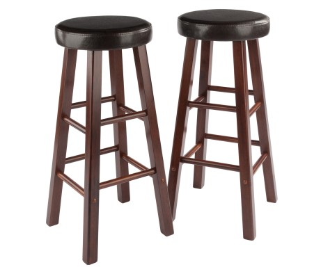 Maria 2-Pc Cushion-Seat Bar Stool Set, 31' High, Espresso and Walnut