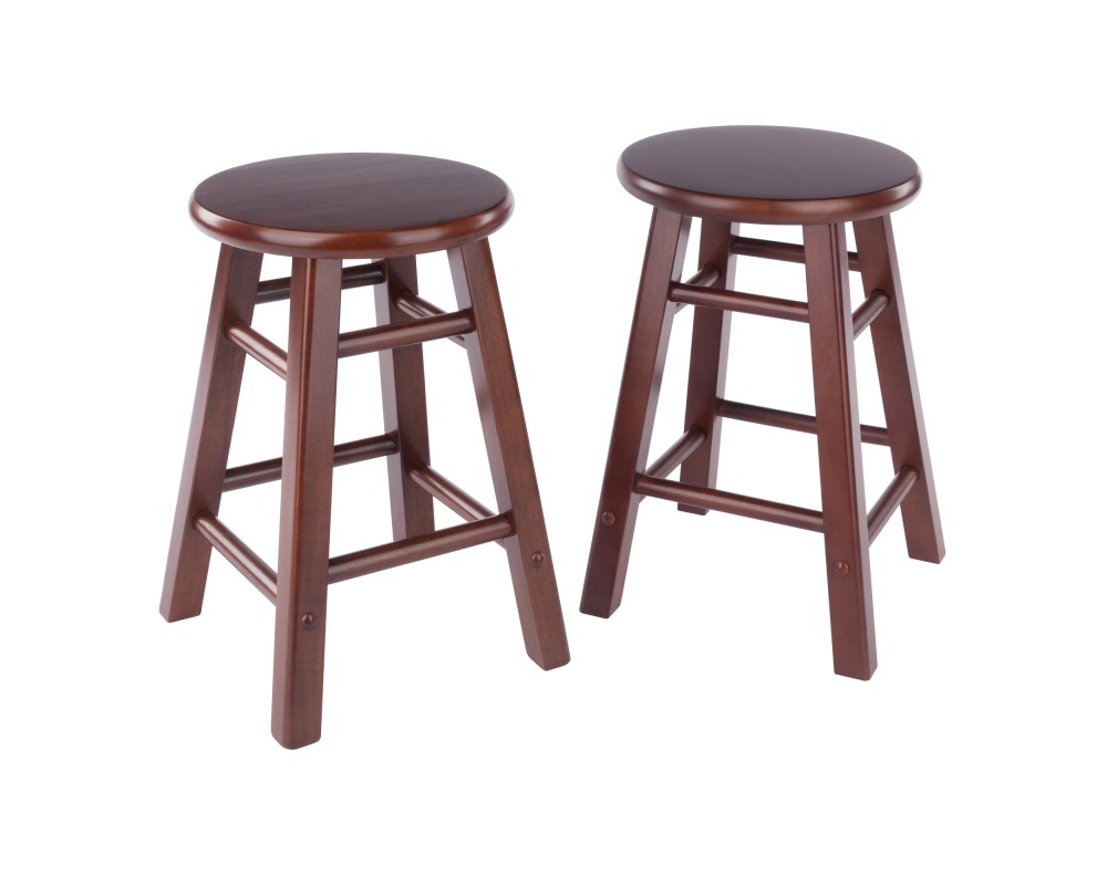 Element 2-Pc Square Legs Dining Stool Set, Walnut Finish