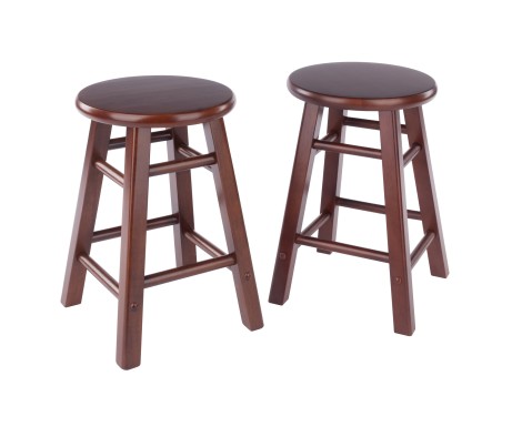 Element 2-Pc Square Legs Dining Stool Set, Walnut Finish