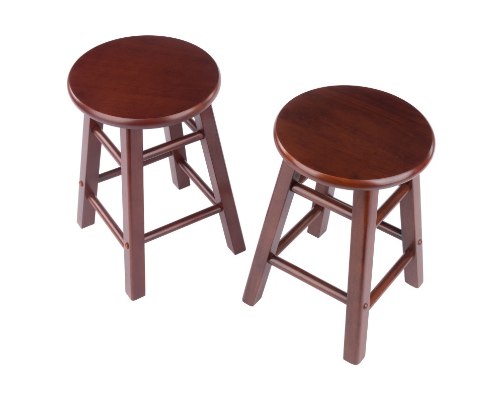 Element 2-Pc Square Legs Dining Stool Set, Walnut Finish