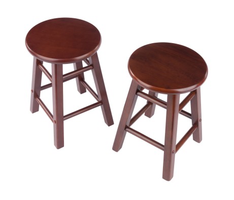 Element 2-Pc Square Legs Dining Stool Set, Walnut Finish