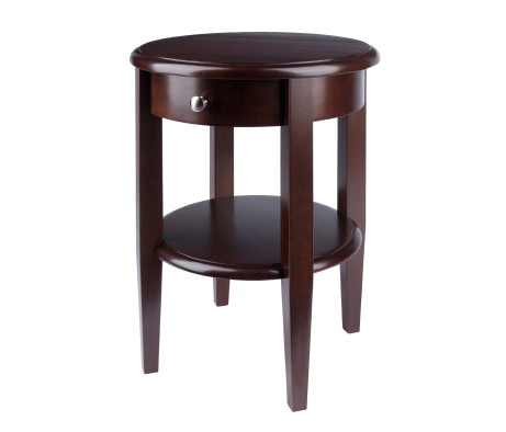 Concord Round End Table, 17' Wide, 22' High, Walnut