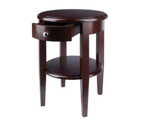 Concord Round End Table, 17' Wide, 22' High, Walnut