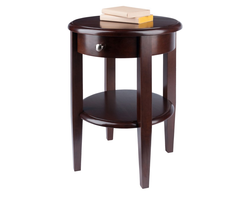 Concord Round End Table, 17' Wide, 22' High, Walnut