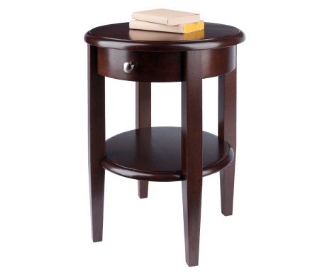 Concord Round End Table, 17' Wide, 22' High, Walnut