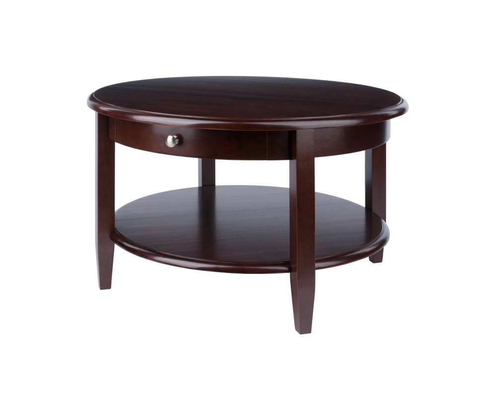 Concord Round Coffee Table, 18' High, 30' Wide, Walnut
