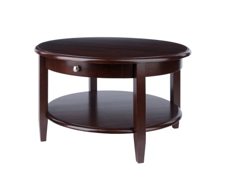 Concord Round Coffee Table, 18' High, 30' Wide, Walnut