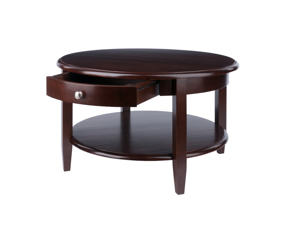 Concord Round Coffee Table, 18' High, 30' Wide, Walnut