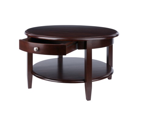 Concord Round Coffee Table, 18' High, 30' Wide, Walnut