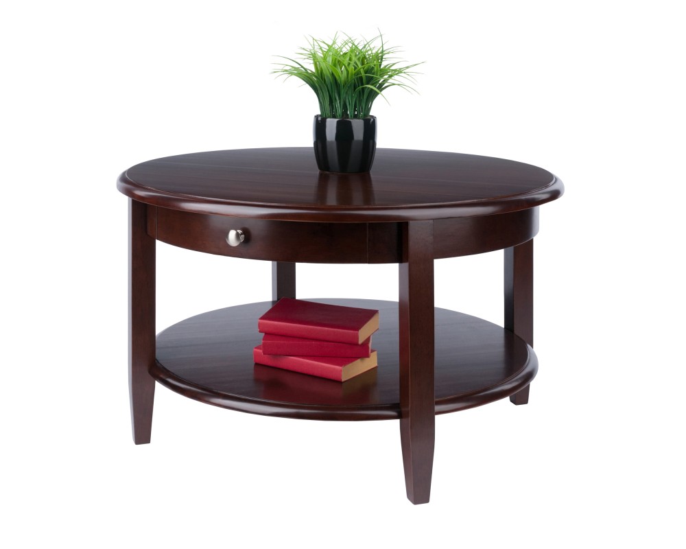 Concord Round Coffee Table, 18' High, 30' Wide, Walnut