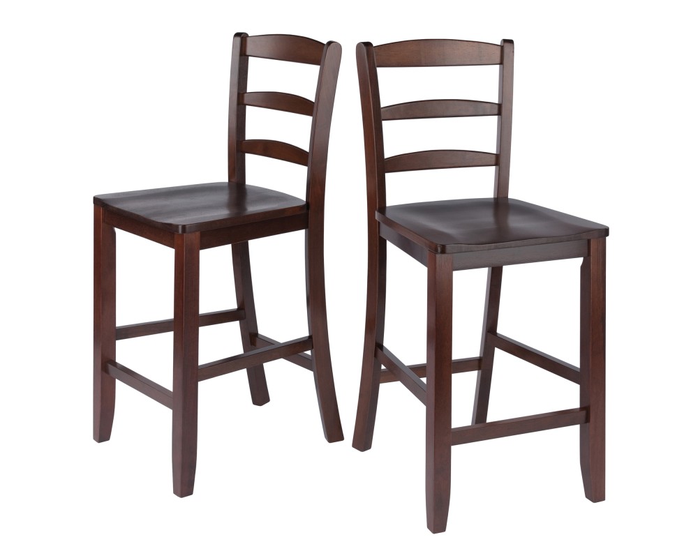 Benjamin 2-Pc Ladder-Back Counter Stool Set, Walnut