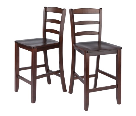 Benjamin 2-Pc Ladder-Back Counter Stool Set, Walnut