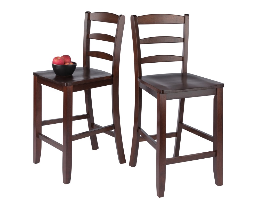 Benjamin 2-Pc Ladder-Back Counter Stool Set, Walnut