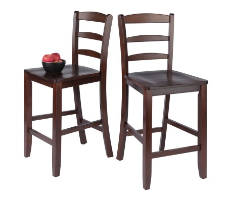 Benjamin 2-Pc Ladder-Back Counter Stool Set, Walnut