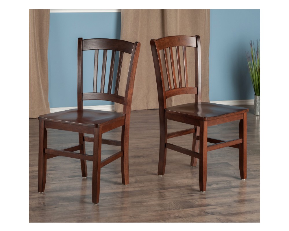 Madison 2-Pc Slat-Back Chair Set, Walnut Finish