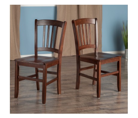 Madison 2-Pc Slat-Back Chair Set, Walnut Finish
