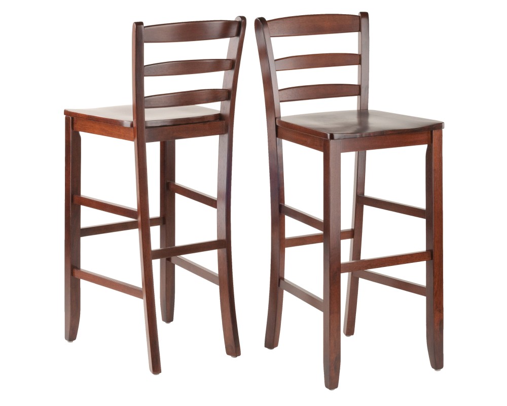 Benjamin 2-Pc Ladder-Back Bar Stool Set, Walnut