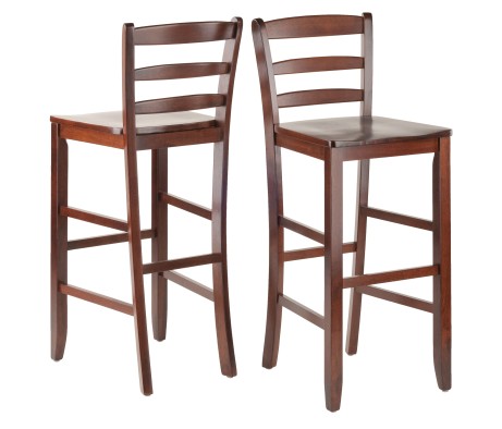 Benjamin 2-Pc Ladder-Back Bar Stool Set, Walnut