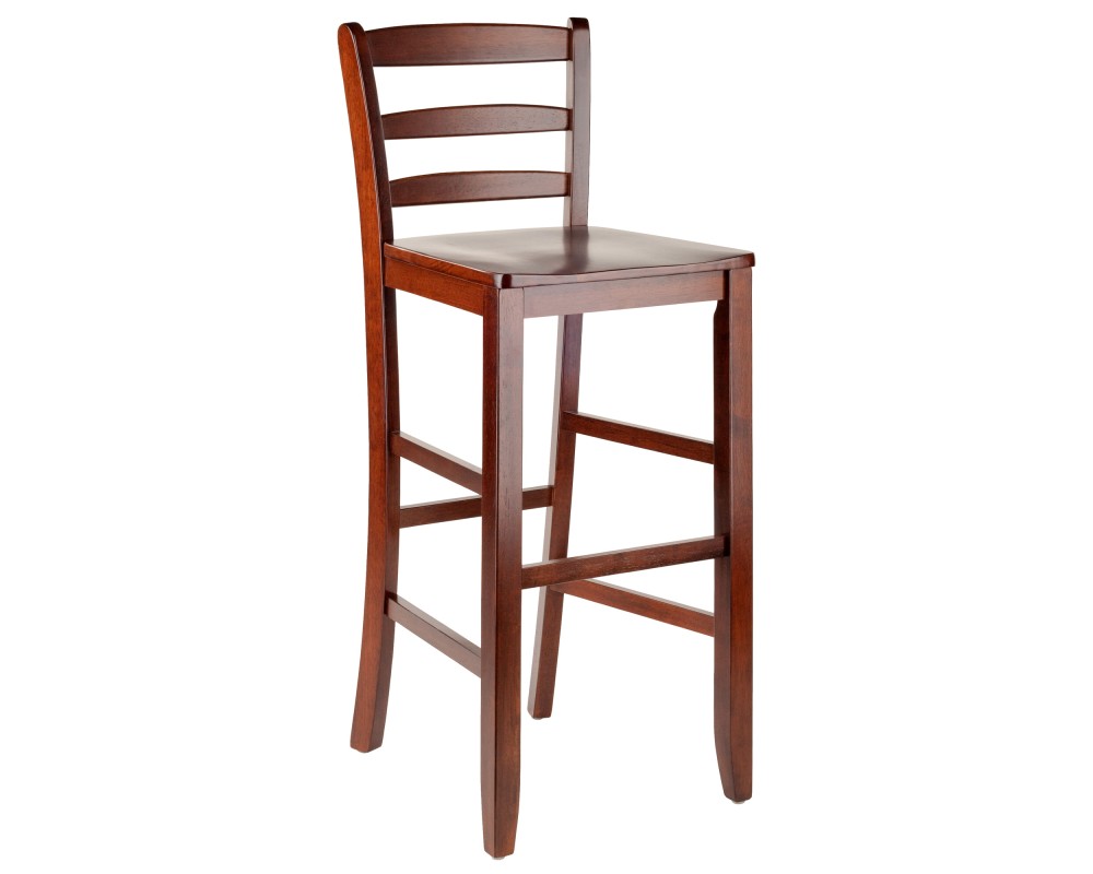 Benjamin 2-Pc Ladder-Back Bar Stool Set, Walnut