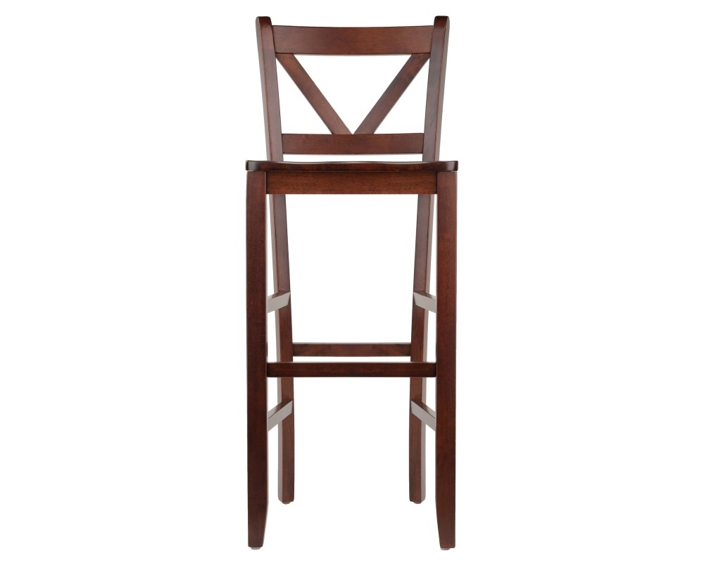 Victor 2-Pc V-Back Bar Stool Set, Walnut
