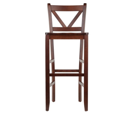Victor 2-Pc V-Back Bar Stool Set, Walnut